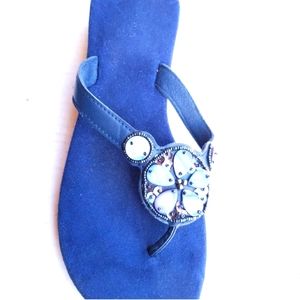Blue Rhinestones Flip Flops size 8